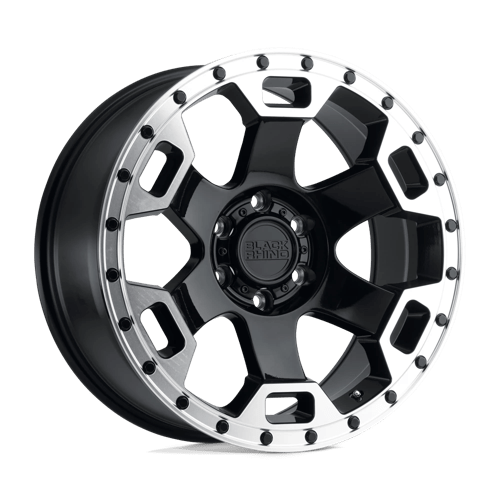 Black Rhino GAUNTLET Gloss Black W/ Mirror Machined Ring 20x9 -18 5x127mm 71.5mm - WheelWiz