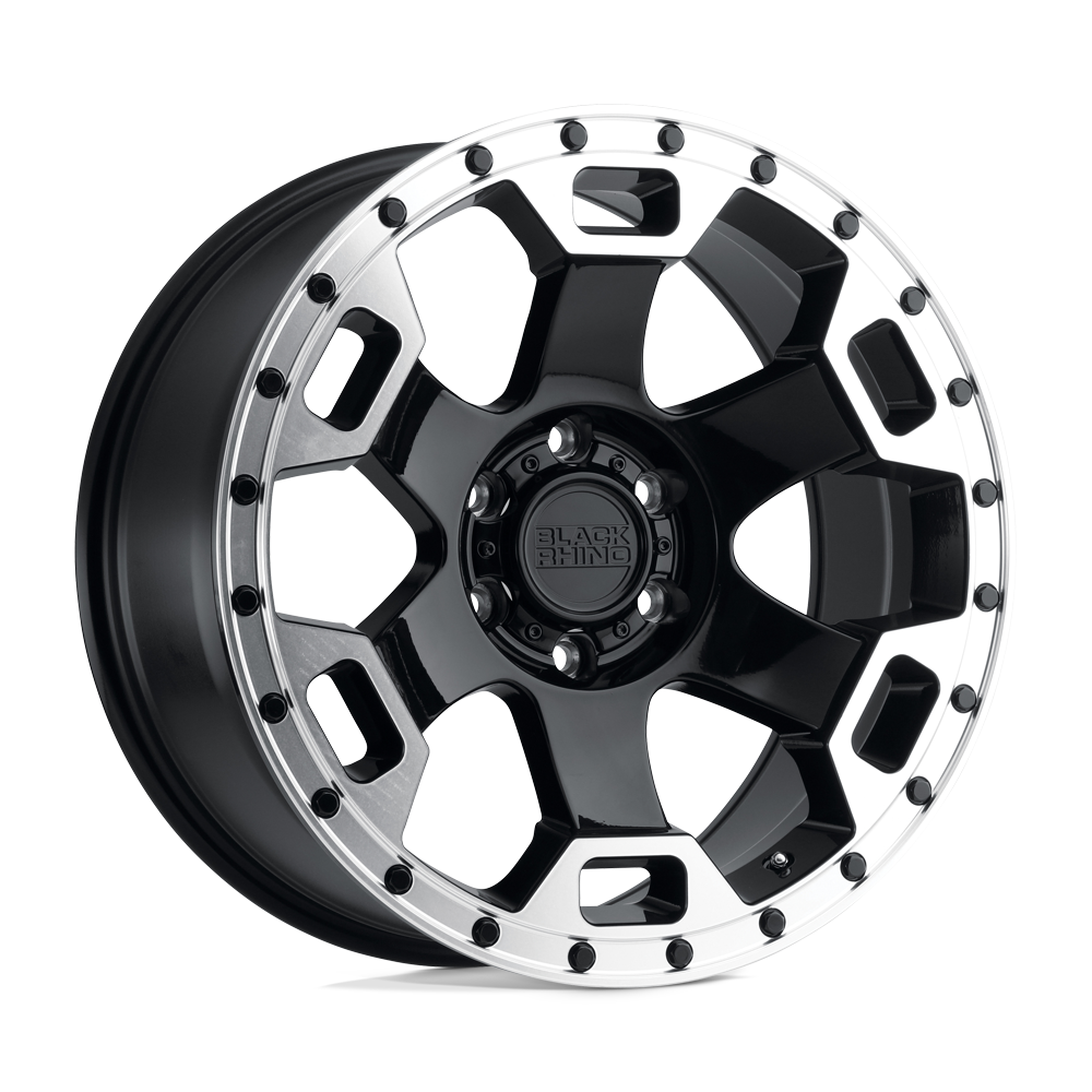 Black Rhino GAUNTLET Gloss Black W/ Mirror Machined Ring 20x9 -18 5x127mm 71.5mm - WheelWiz