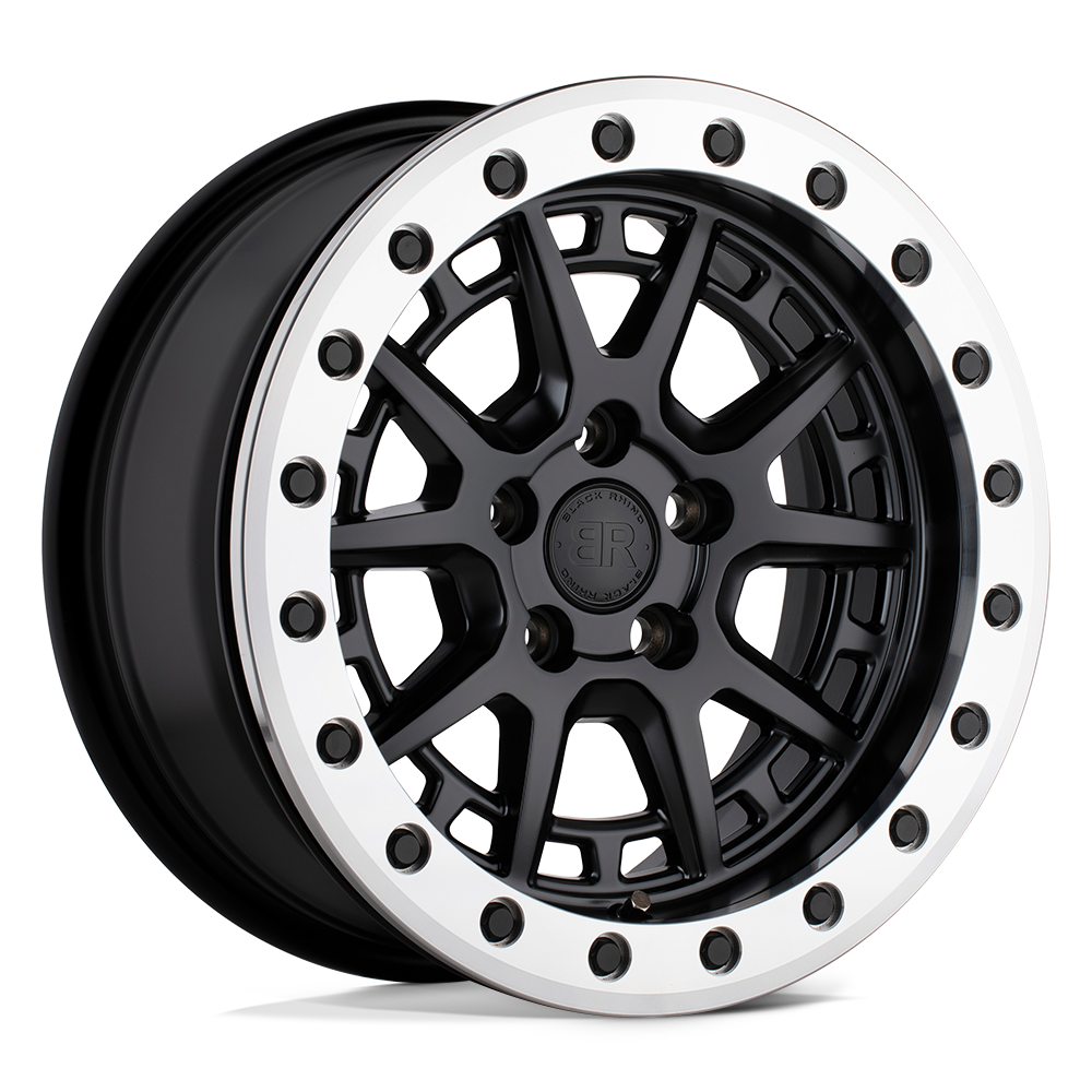 Black Rhino GRAVEL BEADLOCK Matte Black W/ Machined Ring 15x7 +15 5x100mm 72.6mm - WheelWiz