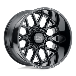 Black Rhino GRIMLOCK Gloss Black & Milled 20x9.5 +12 6x139.7mm 112.1mm - WheelWiz