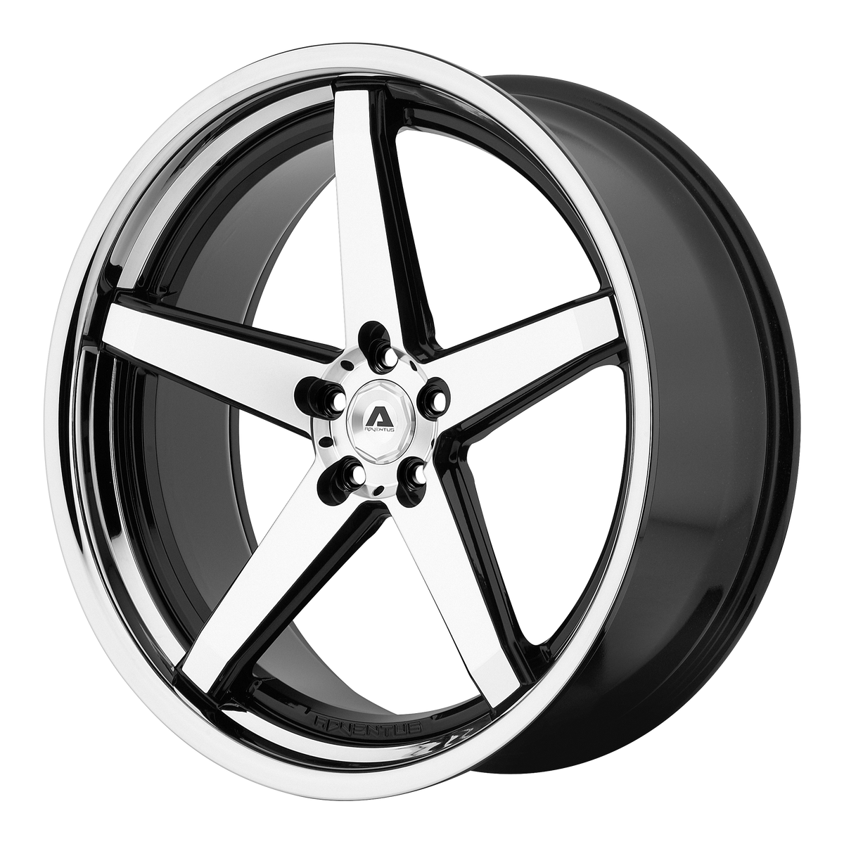 Adventus AVS-2 Gloss Black Machined With Ss Lip 20x8.5 +35 5x120mm 74.1mm - WheelWiz
