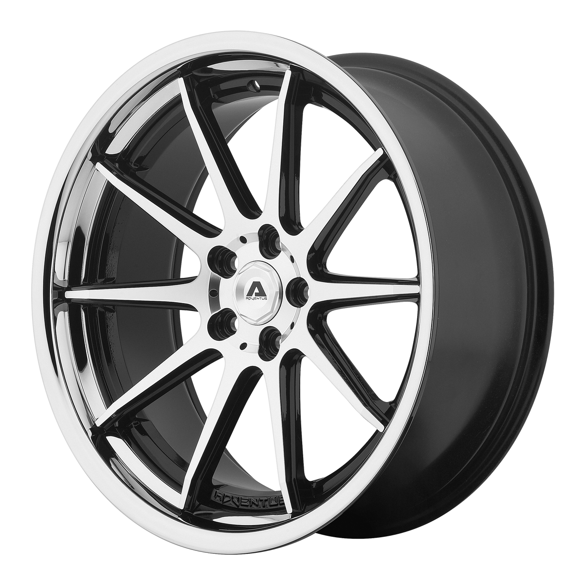 Adventus AVS-4 Gloss Black Machined With Ss Lip 22x10.5 +25 5x120mm 74.1mm - WheelWiz