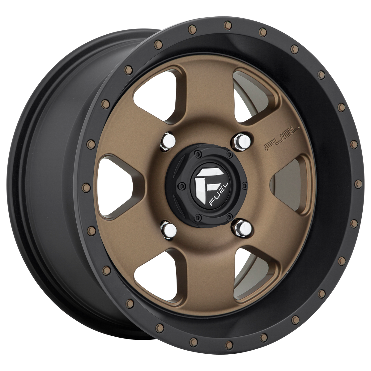 Fuel Offroad D617 PODIUM Matte Bronze Black Bead Ring 15x7 +13 4x137mm 110.1mm - WheelWiz