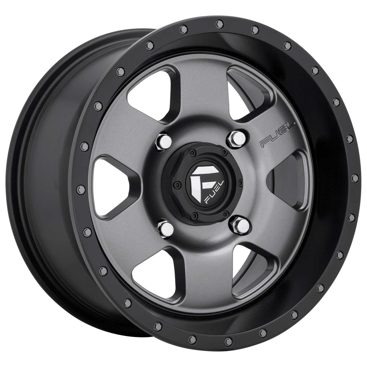 Fuel Offroad D619 PODIUM Matte Gun Metal Black Bead Ring 15x7 +13 4x137mm 110.1mm - WheelWiz