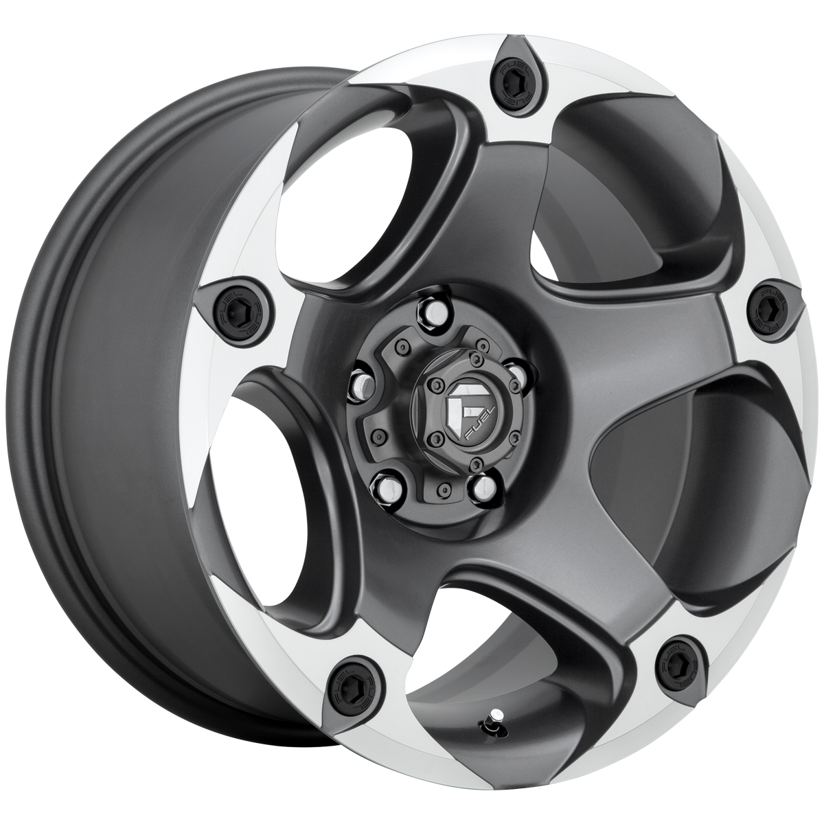 Fuel Offroad D684 MENACE Matte Gun Metal Machined 17x9 -12 5x127mm 71.5mm - WheelWiz