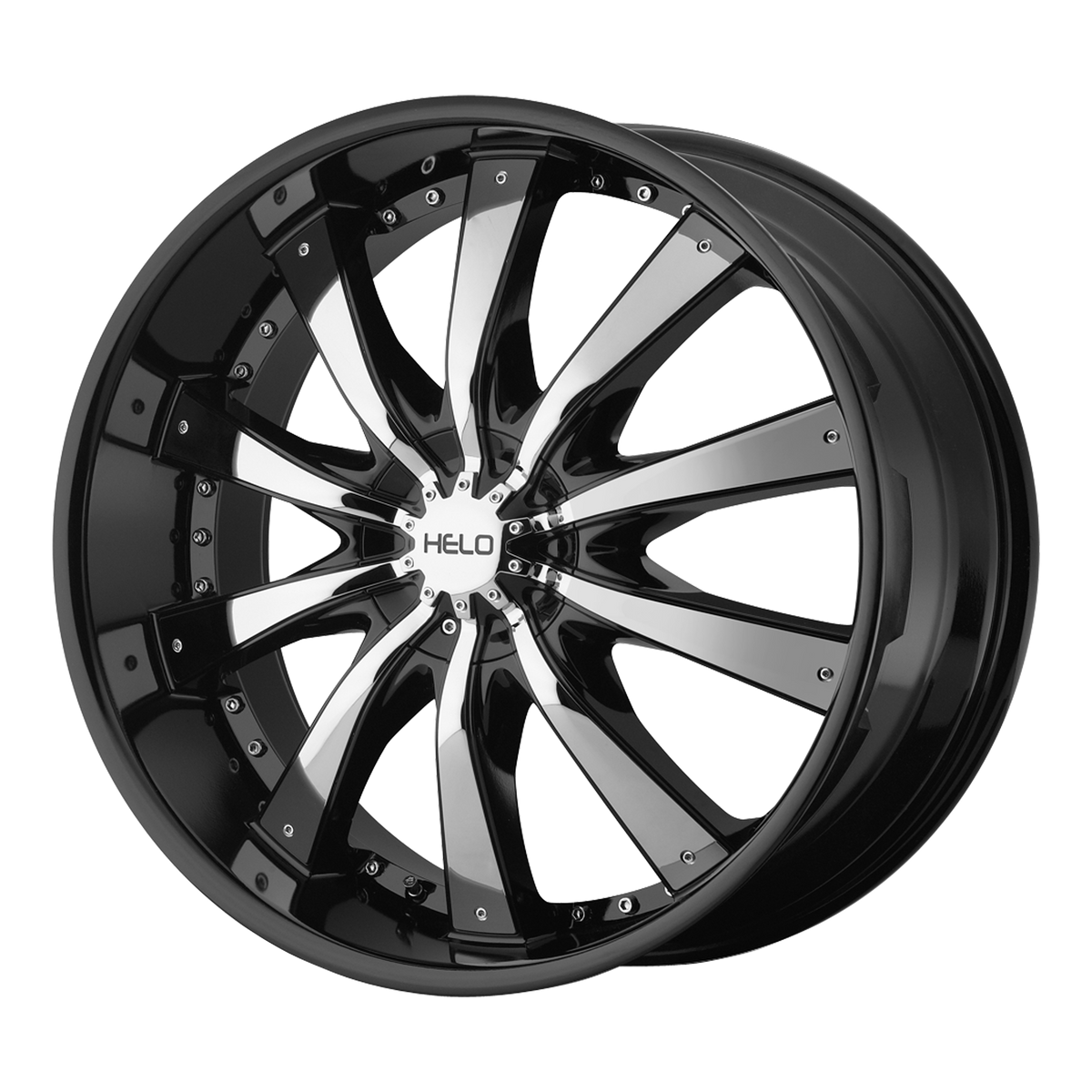 Helo HE875 Gloss Black With Removable Chrome  Accents 20x7.5 +45 5x108|5x114.3mm 72.6mm - WheelWiz