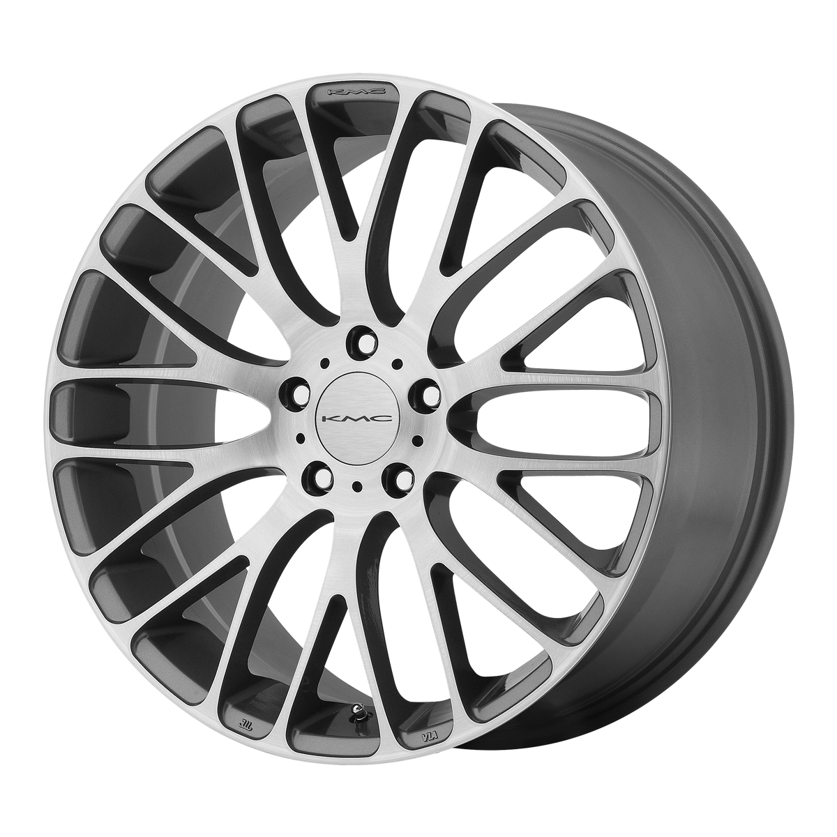 KMC KM693 MAZE Pearl Gray W/ Brushed Face 20x8.5 +40 5x114.3mm 72.6mm - WheelWiz