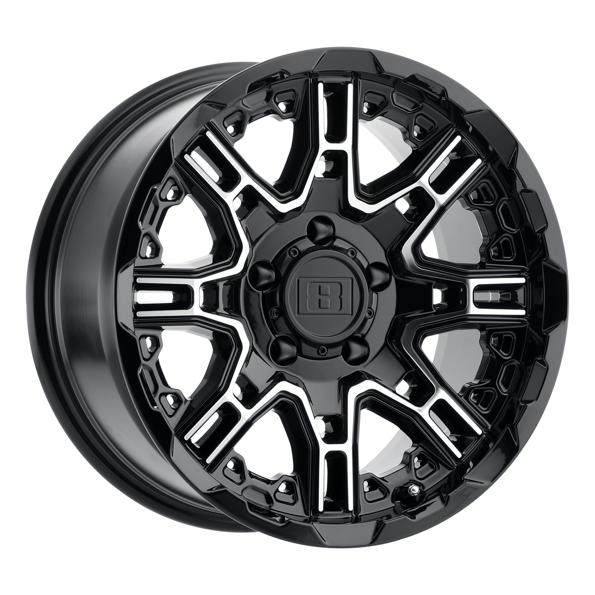 Level 8 SLINGSHOT Gloss Black W/ Machined Face 17x8.5 +10 6x132mm 74.5mm - WheelWiz