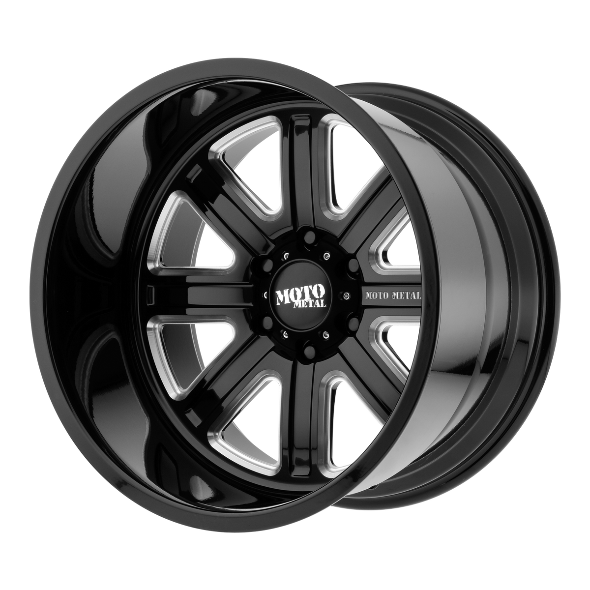 Moto Metal MO402 Gloss Black Milled 20x12 -44 8x170mm 125.1mm - WheelWiz