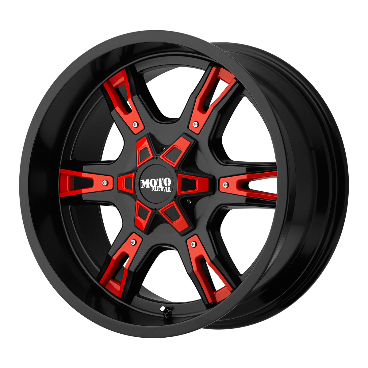 Moto Metal MO969 Satin Black With  Red And Chrome Accents 18x9 0 8x180mm 124.2mm - WheelWiz