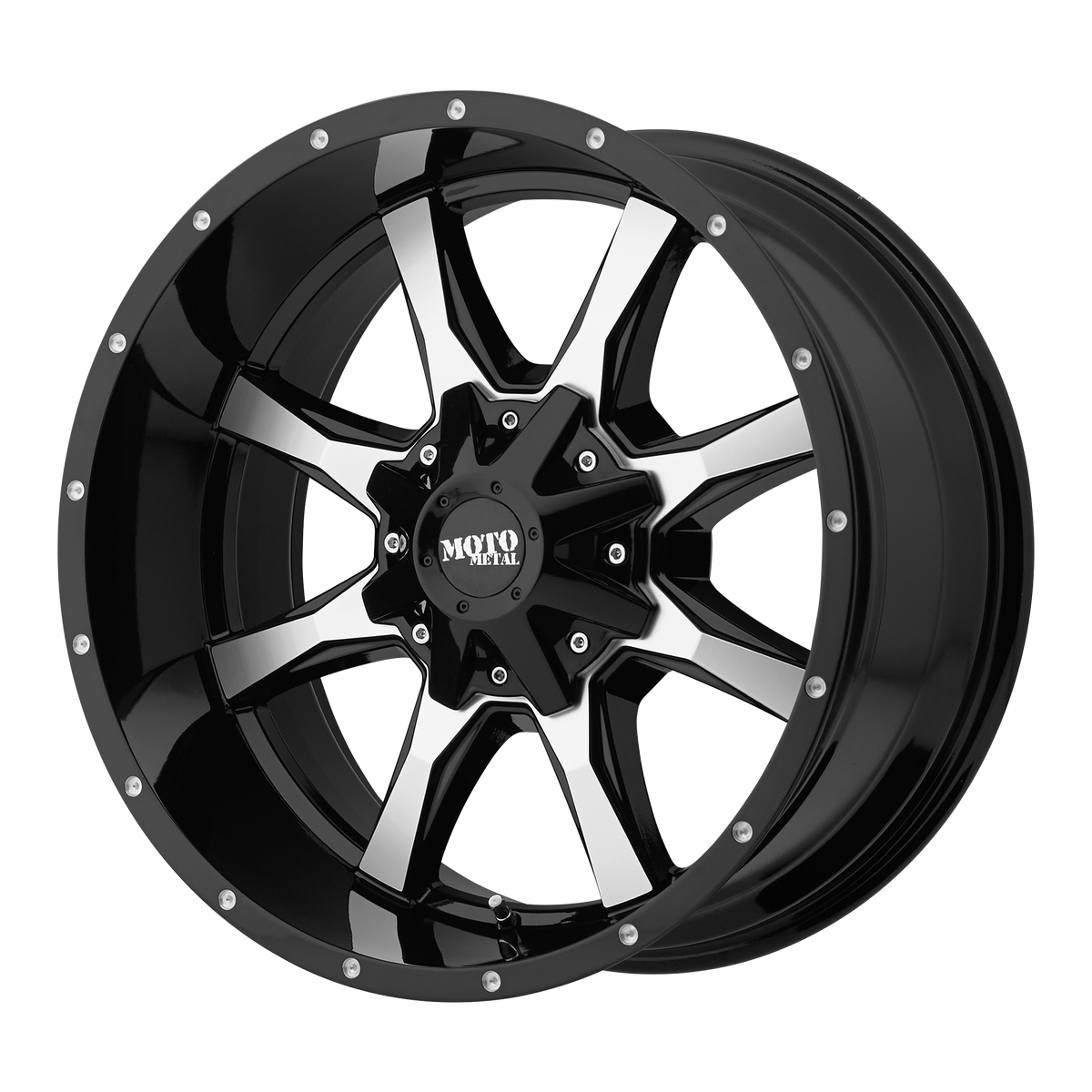 Moto Metal MO970 Gloss Black Machined Face 20x9 +45 5x130mm 84.1mm - WheelWiz