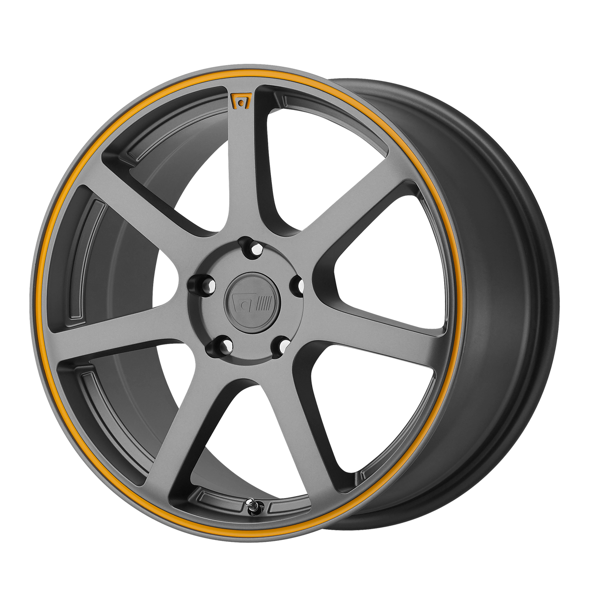 Motegi MR132 Matte Gray Orange Stripe 16x7 +40 4x100mm 72.6mm - WheelWiz