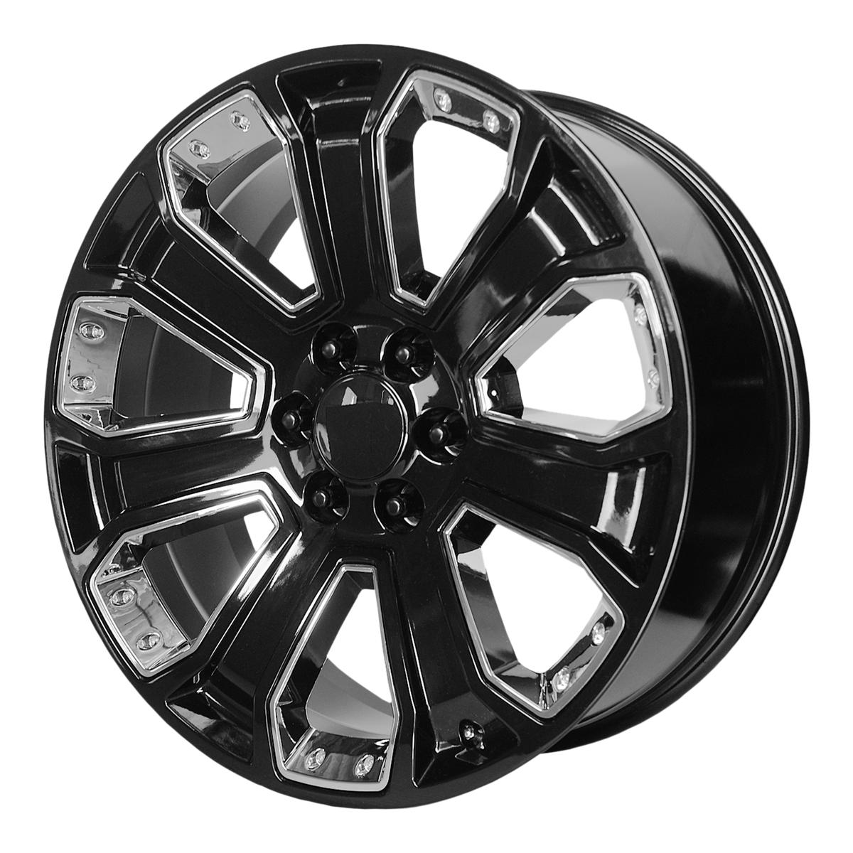 OE Creations PR162 Gloss Black With Chrome Accents 24x10 +30 6x139.7mm 78.1mm - WheelWiz