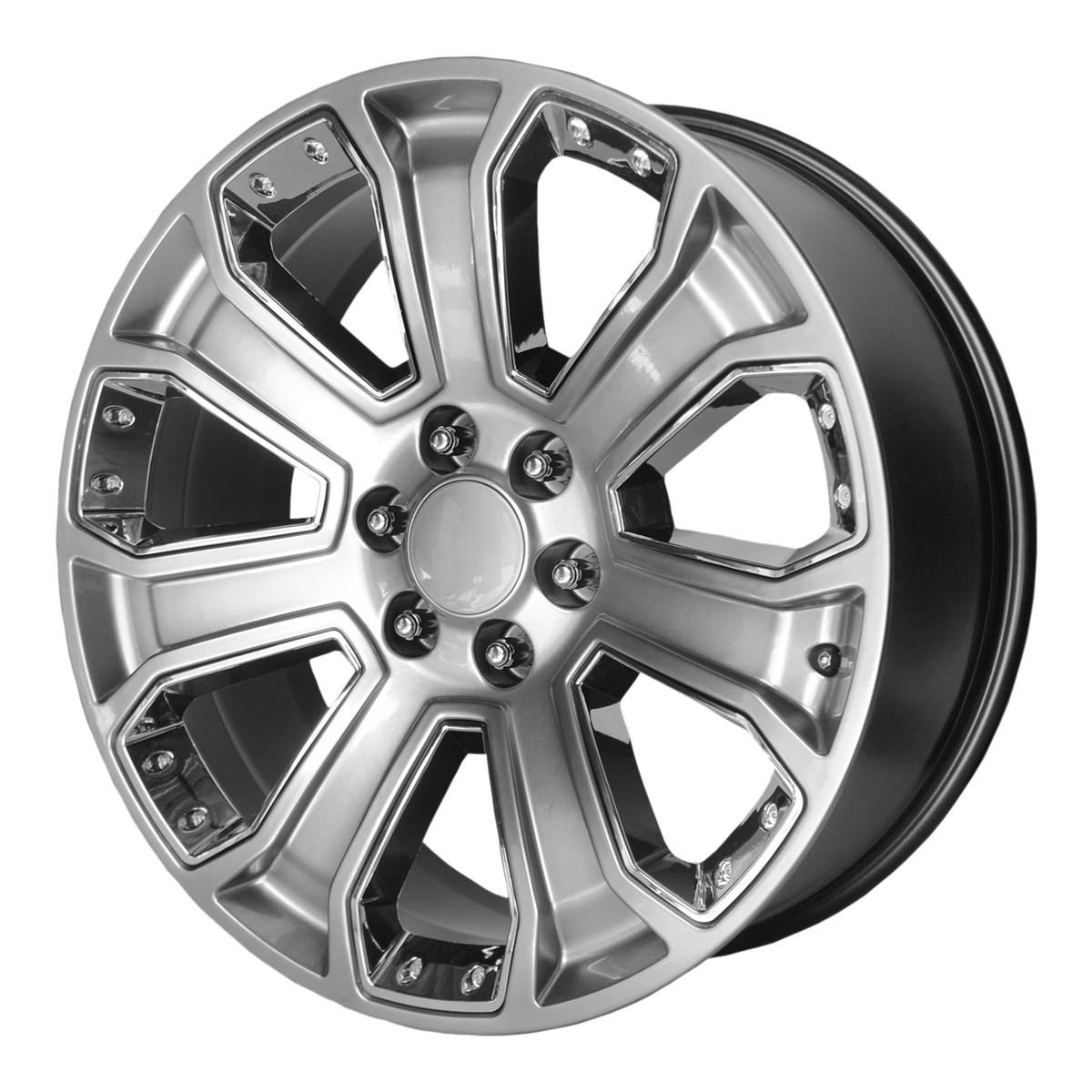 OE Creations PR162 Silver With Chrome Accents 22x9 +24 6x139.7mm 78.1mm - WheelWiz