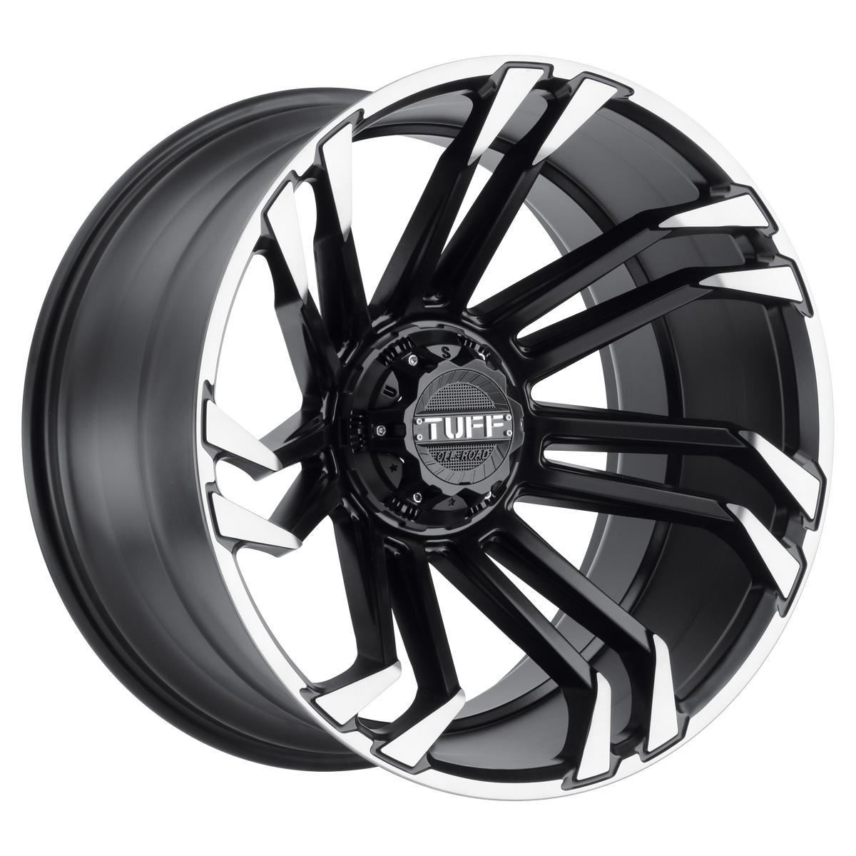 Tuff T21 Matte Black W/ Machined Flange 24x11 -25 6x135mm 87.1mm - WheelWiz