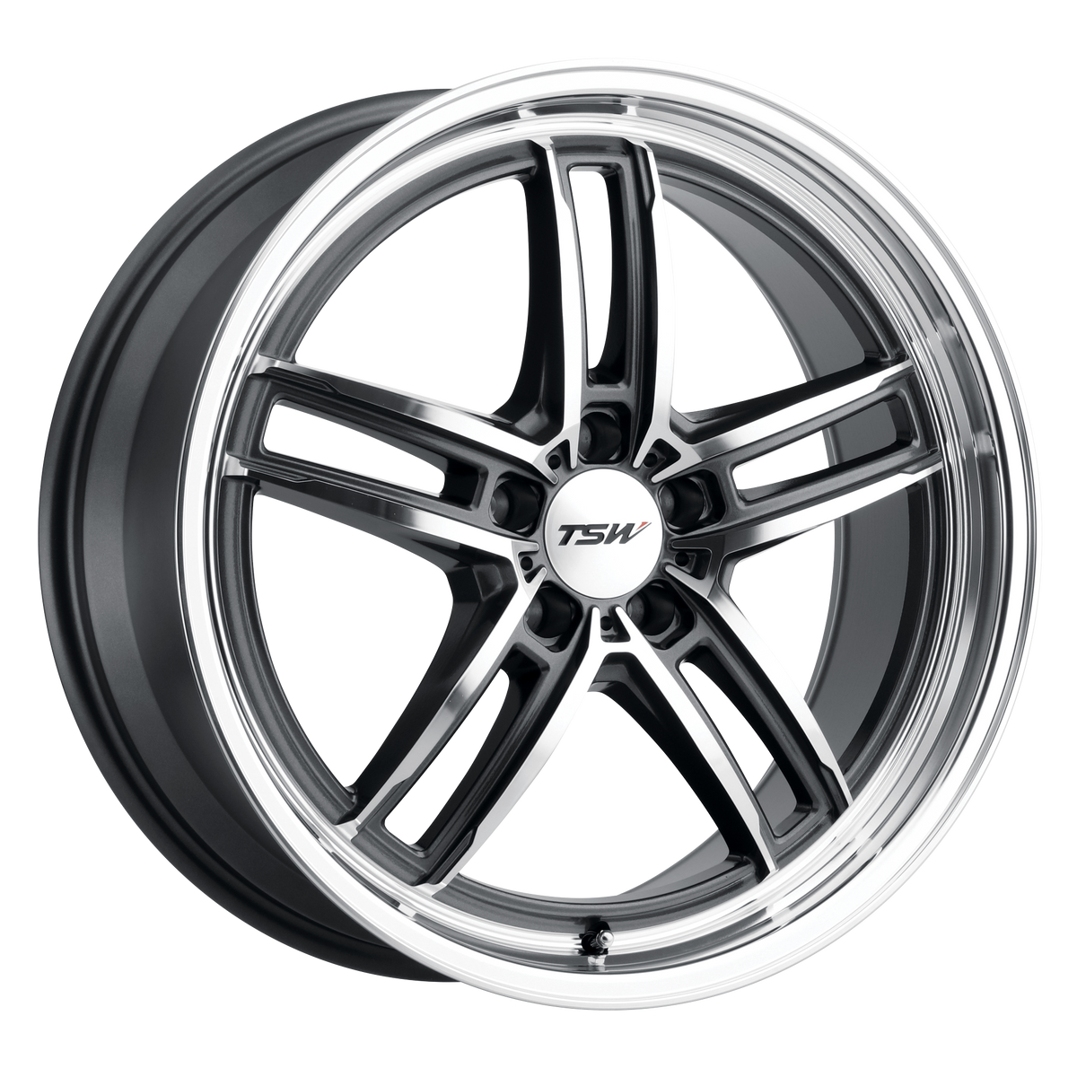 TSW SUZUKA Gloss Gunmetal W/ Mirror Cut Face &amp; Lip 19x9.5 +20 5x120mm 76.1mm - WheelWiz