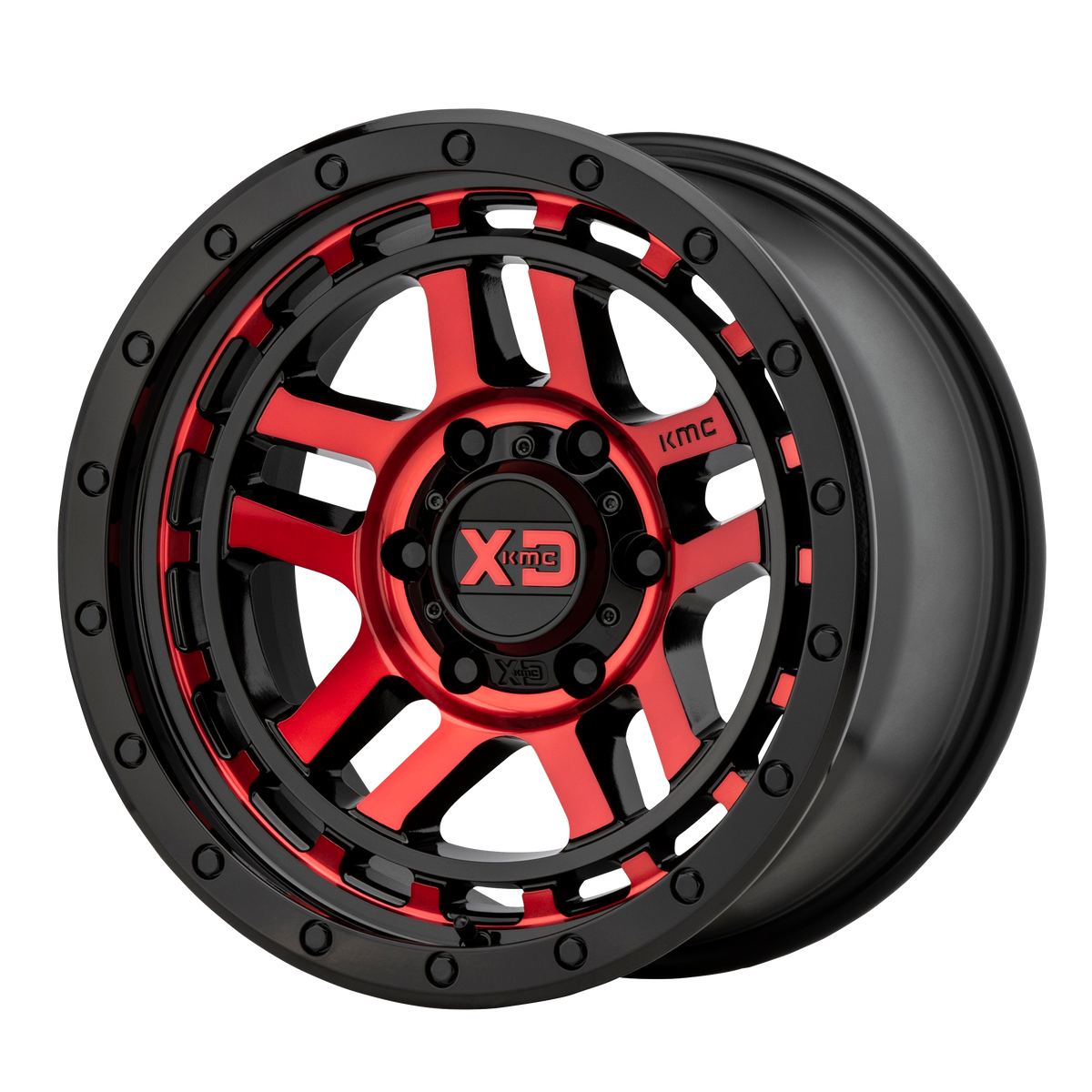 XD Series XD140 RECON Gloss Black Machined With Red Tint 17x8.5 +18 6x139.7mm 106.1mm - WheelWiz