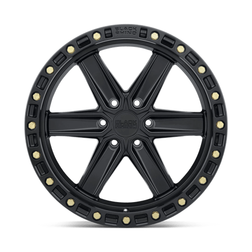Black Rhino HENDERSON Matte Black W/ Brass Bolts 17x9 +12 6x132mm 74.5mm - Wheelwiz