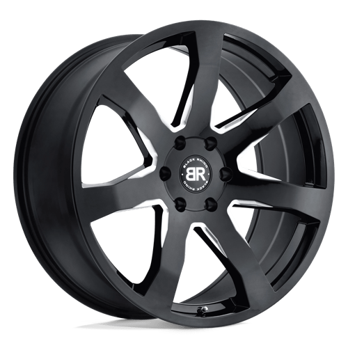 Black Rhino MOZAMBIQUE Gloss Black & Milled 20x8.5 +35 5x114.3mm 76.1mm - WheelWiz