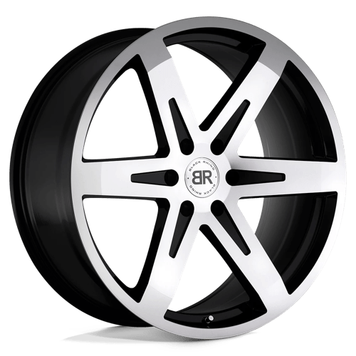 Black Rhino PEAK Gloss Black W/ Mirror Cut Face 22x9.5 +25 6x139.7mm 112.1mm - WheelWiz