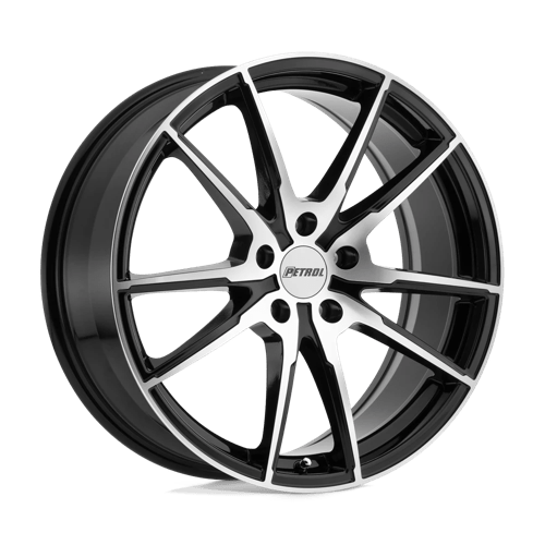 Petrol P0A Gloss Black W/ Mach Cut Face 17x8 +40 5x108mm 72.1mm - Wheelwiz