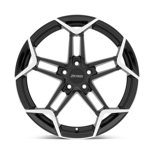 Petrol P1A Gloss Black W/ Mach Cut Face 17x8 +40 5x114.3mm 76.1mm - Wheelwiz