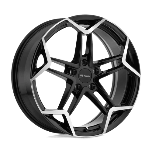 Petrol P1A Gloss Black W/ Mach Cut Face 17x8 +35 5x100mm 72.1mm - Wheelwiz