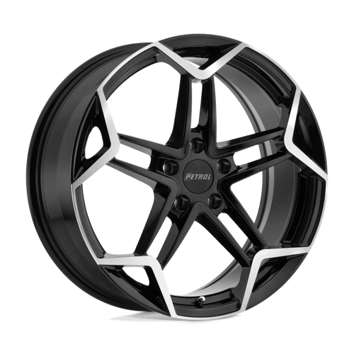 Petrol P1A Gloss Black W/ Mach Cut Face 17x8 +40 5x108mm 72.1mm - Wheelwiz
