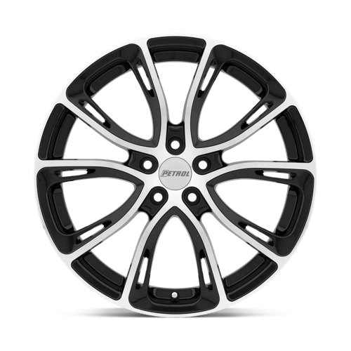 Petrol P5A Gloss Black W/ Mach Cut Face 17x7.5 +40 5x108mm 72.1mm - Wheelwiz
