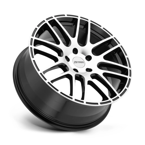 Petrol P6A Gloss Black W/ Mach Cut Face 17x7.5 +35 5x100mm 72.1mm - Wheelwiz