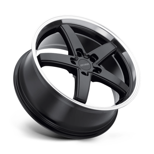 Petrol P1B Gloss Black W/ Mach Cut Lip 20x8.5 +40 5x108mm 72.1mm - Wheelwiz