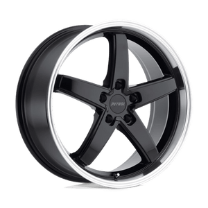 Petrol P1B Gloss Black W/ Mach Cut Lip 17x8 +40 5x112mm 72.1mm - Wheelwiz