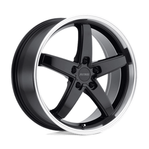 Petrol P1B Gloss Black W/ Mach Cut Lip 19x8 +32 5x112mm 72.1mm - Wheelwiz