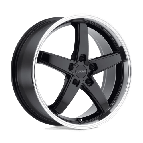 Petrol P1B Gloss Black W/ Mach Cut Lip 19x8 +40 5x108mm 72.1mm - Wheelwiz