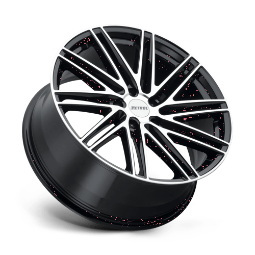 Petrol P1C Gloss Black W/ Mach Cut Face 19x8 +40 5x108mm 72.1mm - Wheelwiz
