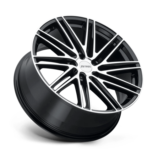 Petrol P1C Gloss Black W/ Mach Cut Face 20x8.5 +35 5x120mm 76.1mm - Wheelwiz