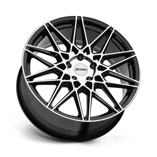 Petrol P3C Gloss Black W/ Mach Cut Face 20x8.5 +40 5x115mm 76.1mm - Wheelwiz