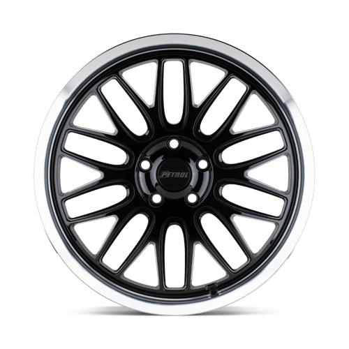 Petrol P4C Gloss Black W/ Mach Cut Lip 19x8 +40 5x112mm 66.6mm - Wheelwiz