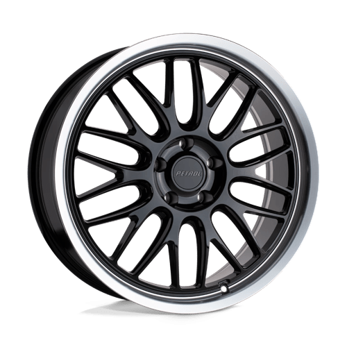 Petrol P4C Gloss Black W/ Mach Cut Lip 19x8 +40 5x115mm 76.1mm - Wheelwiz