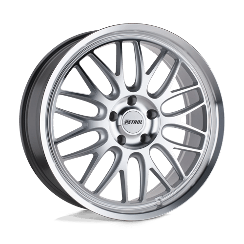 Petrol P4C Silver W/ Machined Face &amp; Lip 19x8 +40 5x112mm 66.6mm - Wheelwiz