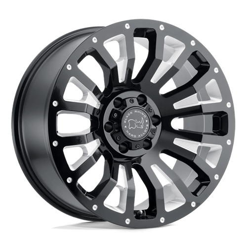 Black Rhino PINATUBO Gloss Black Milled 20x12 -44 8x180mm 125.1mm - Wheelwiz