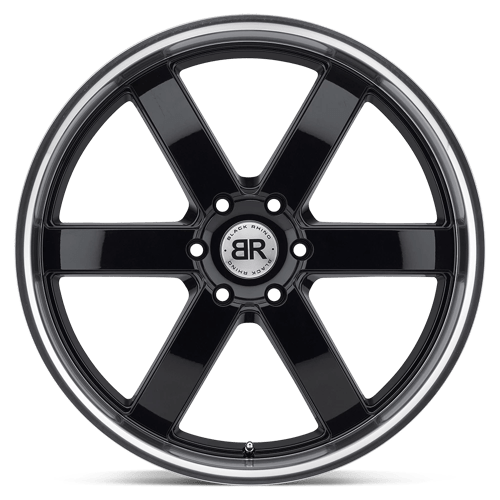 Black Rhino PONDORA Gloss Black W/ Machine Ring 24x10 +25 6x139.7mm 112.1mm - WheelWiz