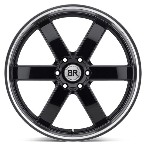 Black Rhino PONDORA Gloss Black W/ Machine Ring 20x8.5 +18 6x114.3mm 76.1mm - Wheelwiz