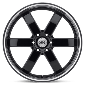 Black Rhino PONDORA Gloss Black W/ Machine Ring 20x8.5 +18 6x114.3mm 76.1mm - Wheelwiz