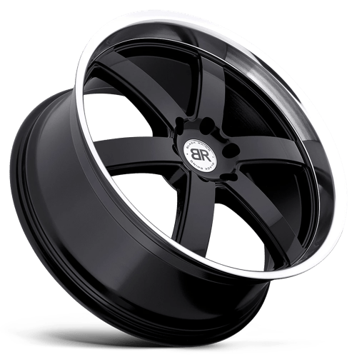 Black Rhino PONDORA Gloss Black W/ Machine Ring 20x8.5 +18 6x114.3mm 76.1mm - Wheelwiz