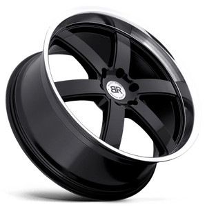 Black Rhino PONDORA Gloss Black W/ Machine Ring 20x8.5 +18 6x114.3mm 76.1mm - Wheelwiz