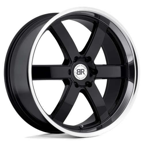 Black Rhino PONDORA Gloss Black W/ Machine Ring 20x8.5 +18 6x114.3mm 76.1mm - Wheelwiz
