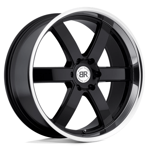 Black Rhino PONDORA Gloss Black W/ Machine Ring 24x10 +25 6x139.7mm 112.1mm - WheelWiz