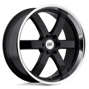 Black Rhino PONDORA Gloss Black W/ Machine Ring 20x8.5 +18 6x114.3mm 76.1mm - Wheelwiz