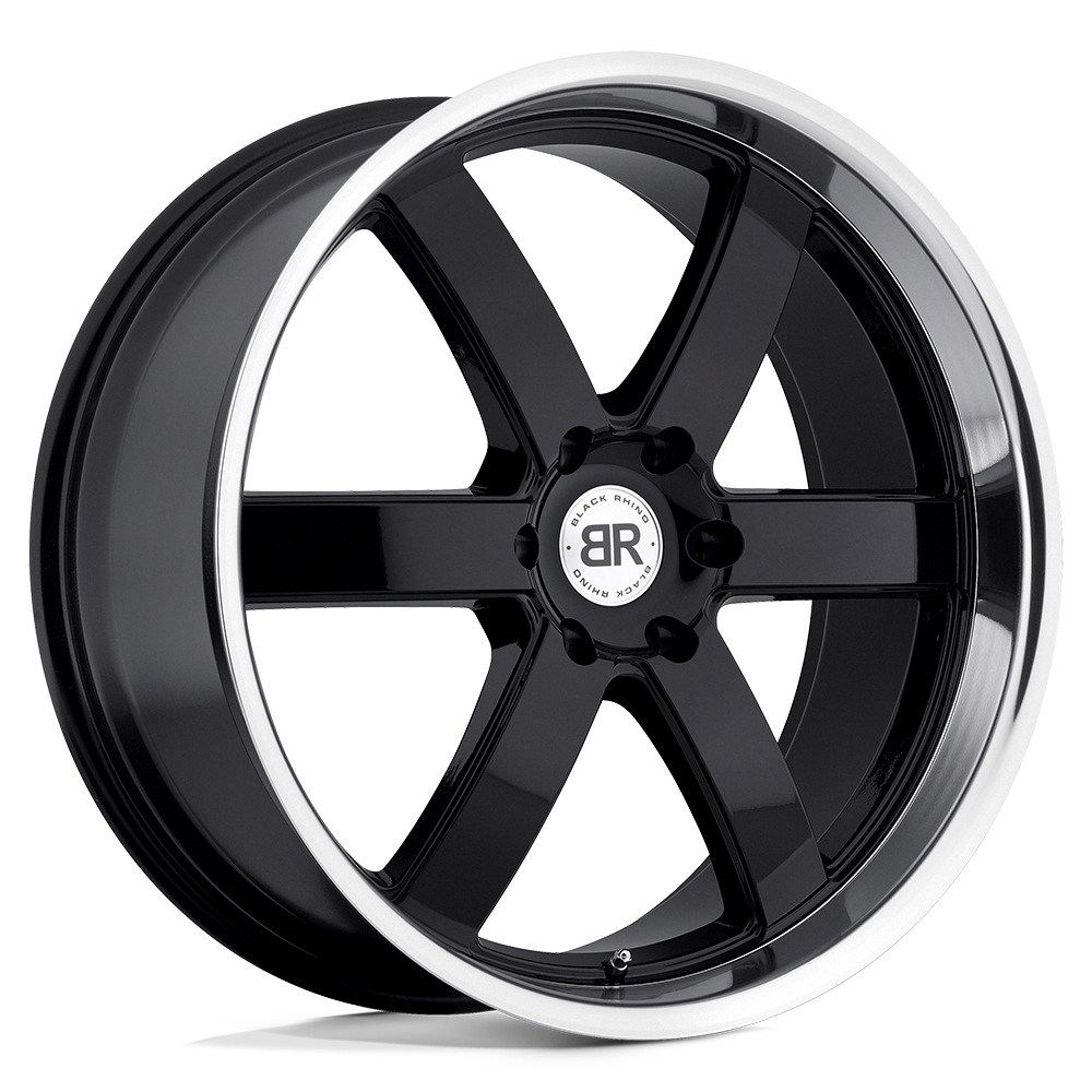 Black Rhino PONDORA Gloss Black W/ Machine Ring 24x10 +25 6x139.7mm 112.1mm - WheelWiz